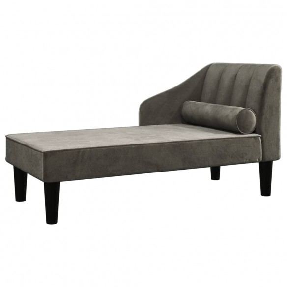 Chaise longue avec traversin gris foncé velours