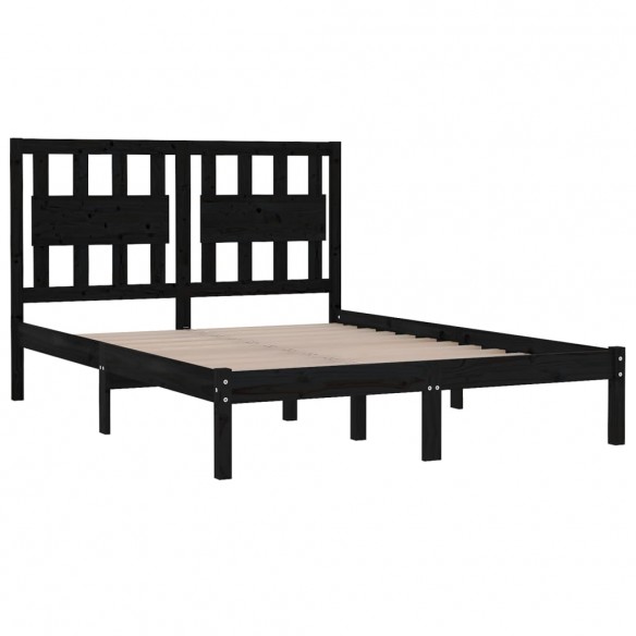 Cadre de lit Noir Bois de pin massif 120x190 cm Petit Double