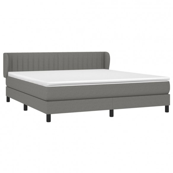 Cadre de lit avec matelas Gris foncé 180x200cm Tissu