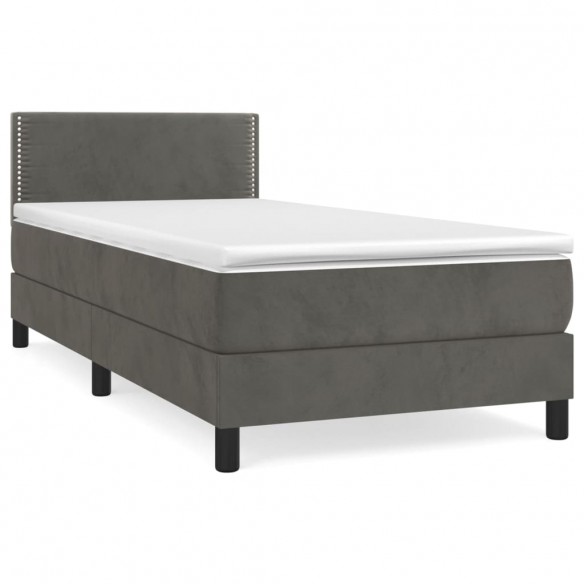 Cadre de lit et matelas Gris foncé 80x200 cm Velours