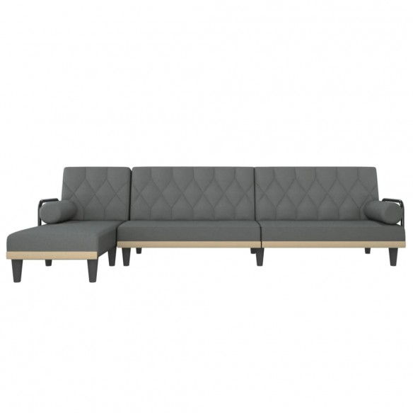 Canapé-lit en forme de L gris foncé 260x140x70 cm tissu