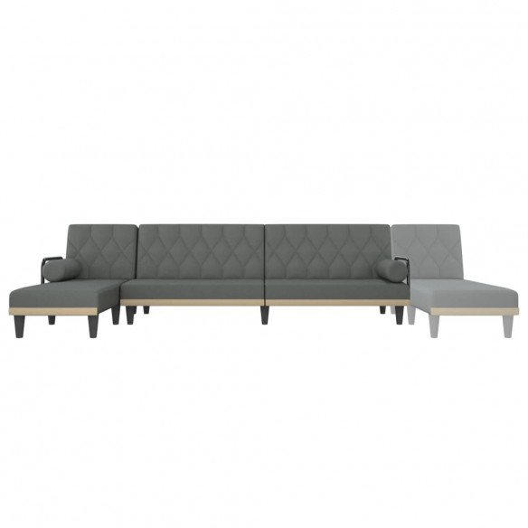 Canapé-lit en forme de L gris foncé 260x140x70 cm tissu