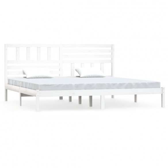 Cadre de lit blanc 180x200 cm Super King bois de pin massif