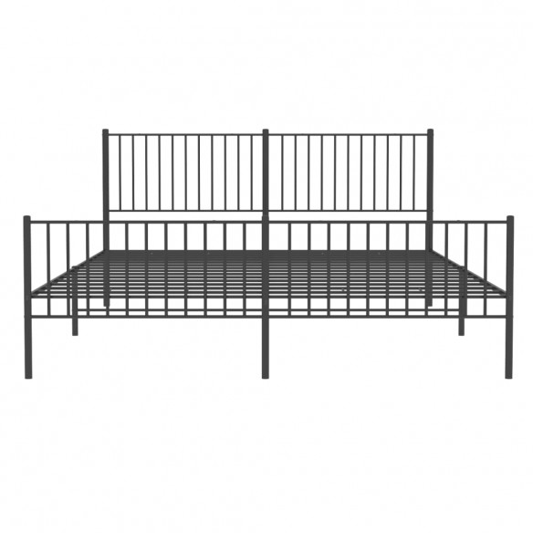 Cadre de lit métal avec tête de lit/pied de lit noir 183x213 cm