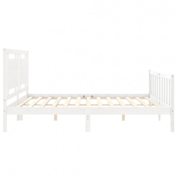 Cadre de lit avec tête de lit blanc 200x200 cm bois massif