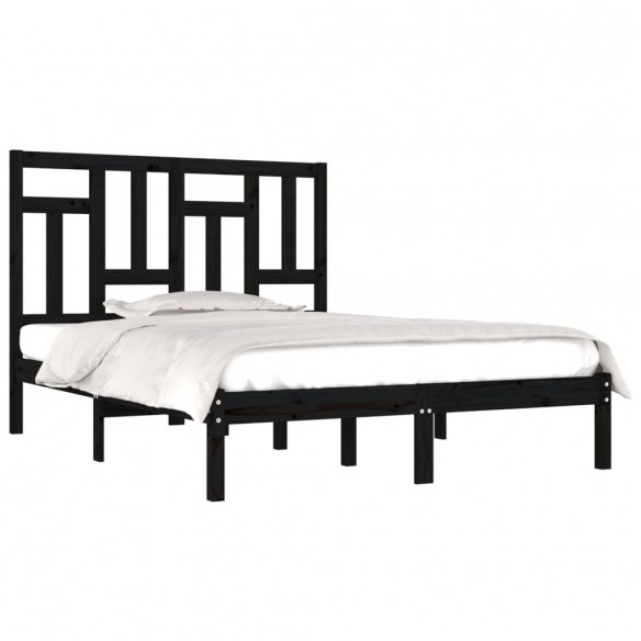 Cadre de lit Noir Bois massif 120x190 cm Petit Double