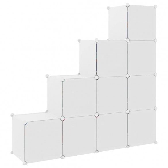 Armoire de rangement pour enfants avec 10 cubes Blanc PP