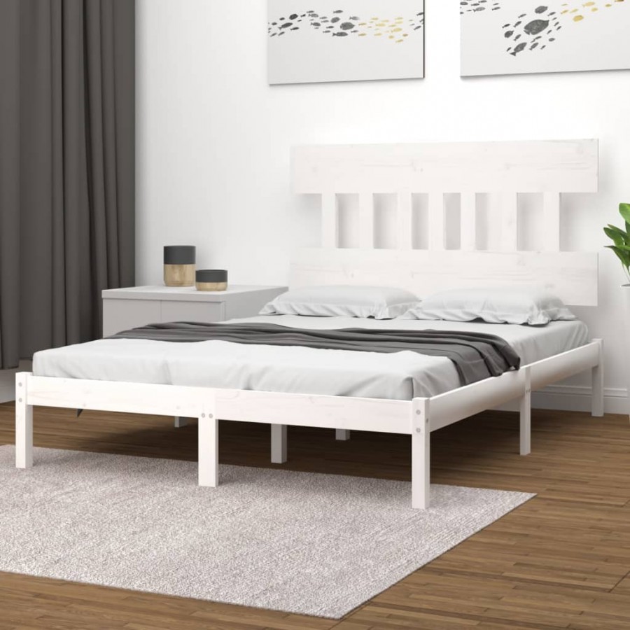 Cadre de lit Blanc Bois massif 180x200 cm Super King