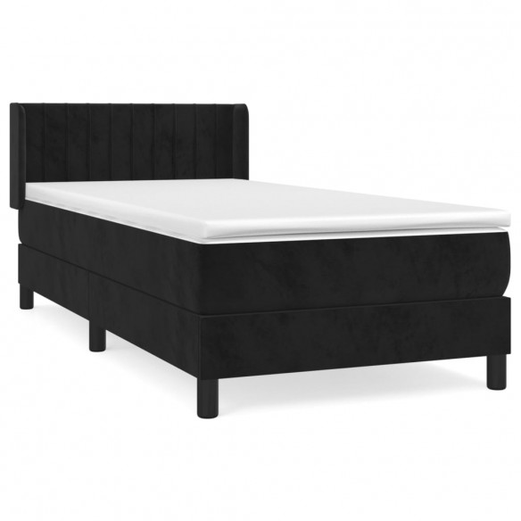 Cadre de lit avec matelas Noir 90x190 cm Velours