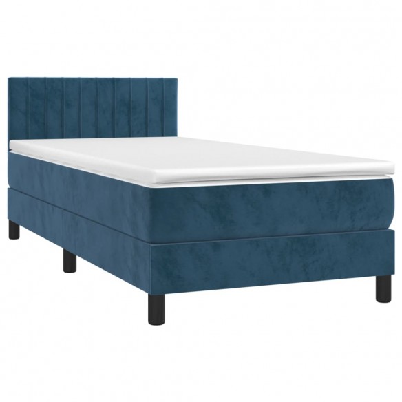 Sommier à lattes de lit avec matelas Bleu foncé 90x200 cm