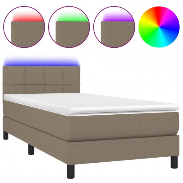 Cadre de lit avec matelas LED Taupe 80x200 cm Tissu