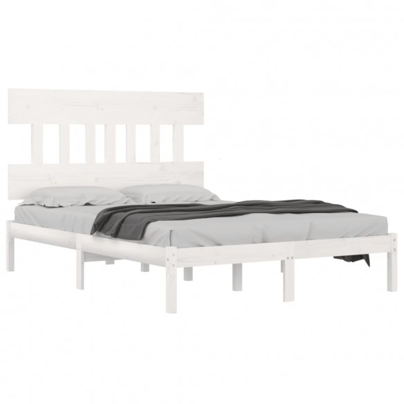 Cadre de lit Blanc Bois massif 135x190 cm Double