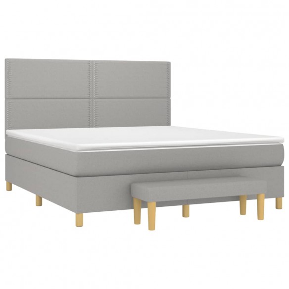 Cadre de lit avec matelas Gris clair 180x200cm Tissu