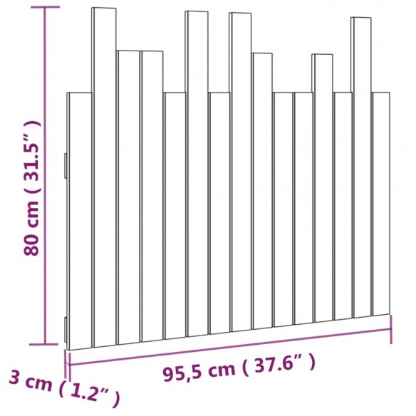 Tête de lit murale 95,5x3x80 cm Bois massif de pin