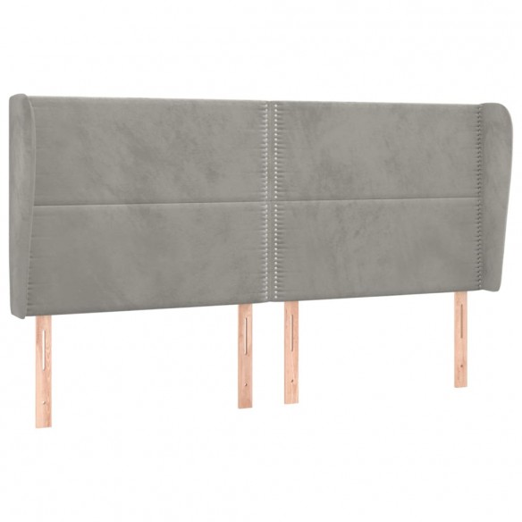 Tête de lit avec oreilles Gris clair 163x23x118/128 cm Velours