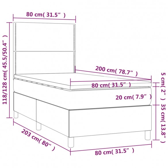 Sommier à lattes de lit et matelas Gris clair 80x200 cm Velours