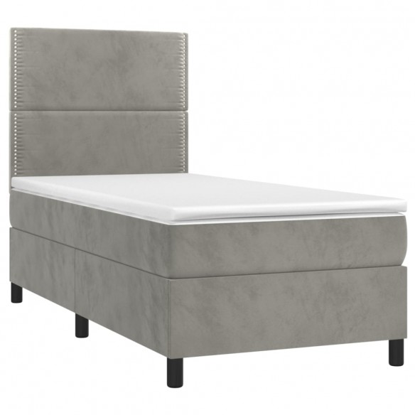 Sommier à lattes de lit avec matelas et LED Gris clair 80x200cm