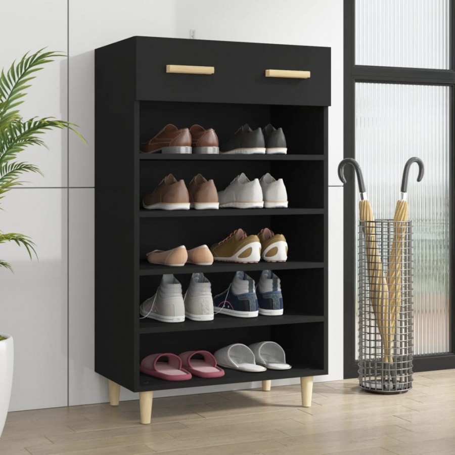 Armoire à chaussures Noir 60x35x105 cm Bois d'ingénierie