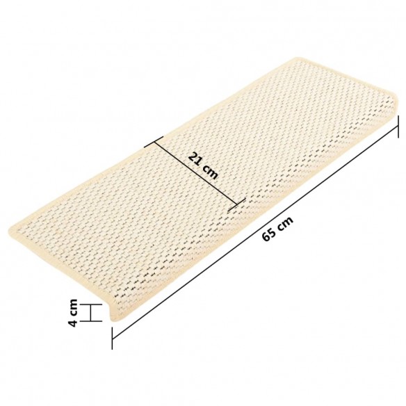 Tapis d'escalier autocollants 15 pcs 65x21x4 cm Crème