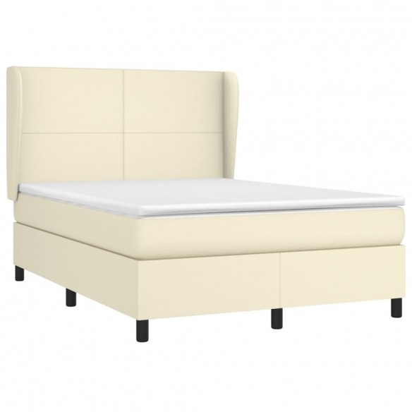 Sommier à lattes de lit avec matelas Crème 140x200cm Similicuir