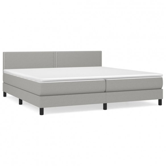 Cadre de lit avec matelas Gris clair 200x200cm Tissu