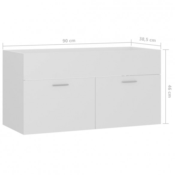 Armoire d'évier Blanc 90x38,5x46 cm Aggloméré