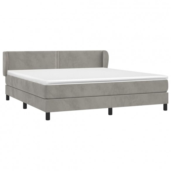 Cadre de lit et matelas Gris clair 160x200cm Velours