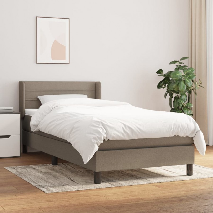 Sommier à lattes de lit avec matelas Taupe 100x200 cm Tissu