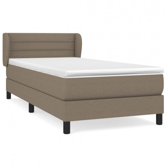 Cadre de lit avec matelas Taupe 100x200 cm Tissu