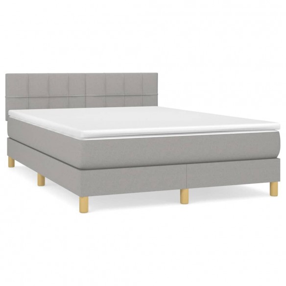 Cadre de lit avec matelas Gris clair 140x190cm Tissu