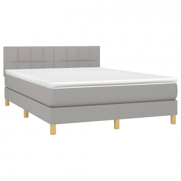 Cadre de lit avec matelas Gris clair 140x190cm Tissu