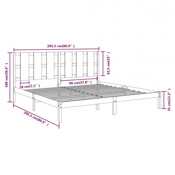 Cadre de lit Bois de pin massif 200x200 cm