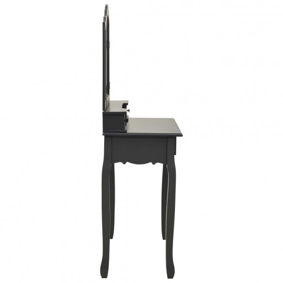 Ensemble de coiffeuse avec tabouret Gris 80x69x141 cm Paulownia