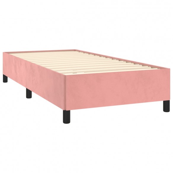 Cadre de lit avec matelas Rose 100x200 cm Velours