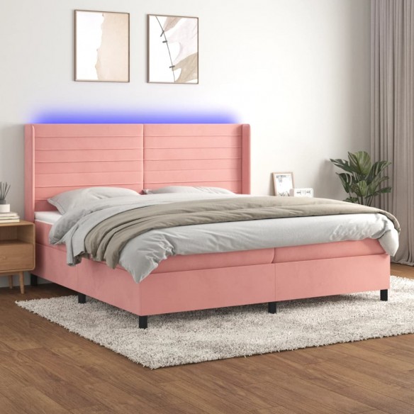 Cadre de lit matelas et LED Rose 200x200 cm Velours