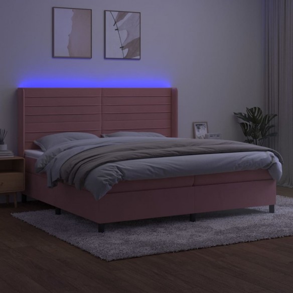 Cadre de lit matelas et LED Rose 200x200 cm Velours