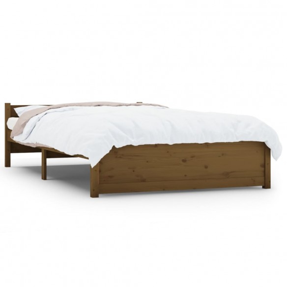 Cadre de lit Marron miel Bois massif 135x190 cm Double