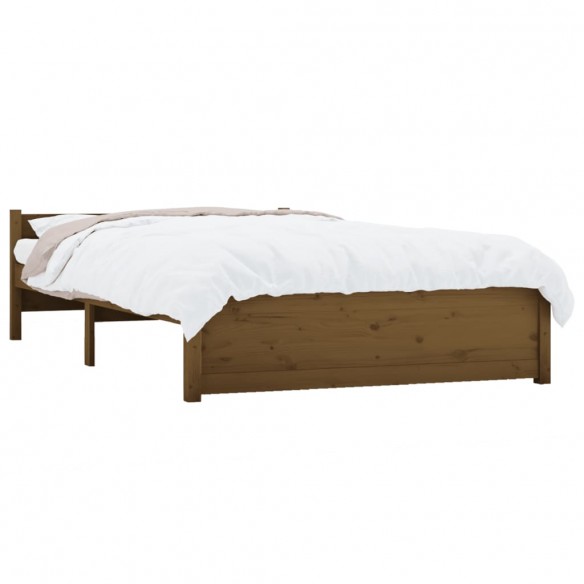 Cadre de lit Marron miel Bois massif 135x190 cm Double