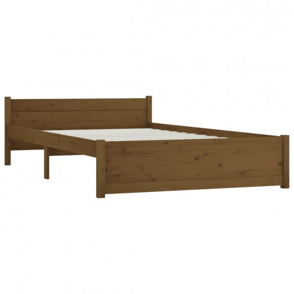 Cadre de lit Marron miel Bois massif 135x190 cm Double