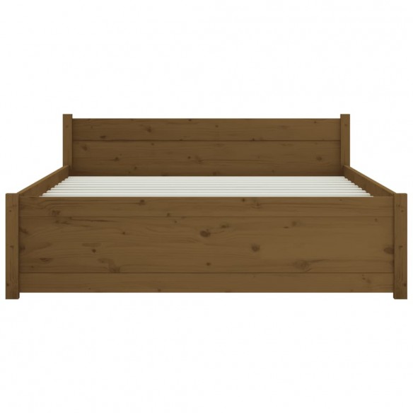 Cadre de lit Marron miel Bois massif 135x190 cm Double