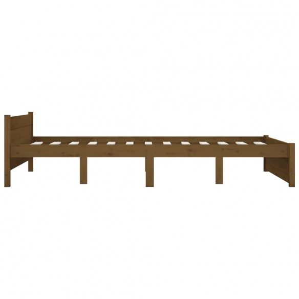 Cadre de lit Marron miel Bois massif 135x190 cm Double