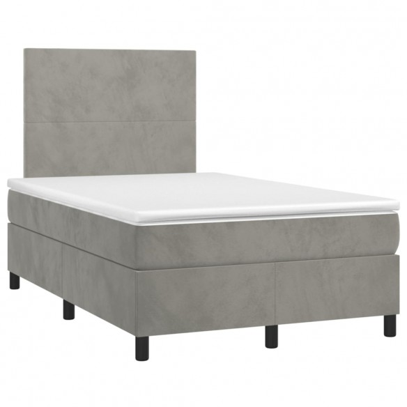 Sommier à lattes de lit avec matelas LED Gris clair 120x200 cm