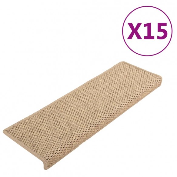 Tapis d'escalier autocollants 15 pcs 65x21x4 cm Sable