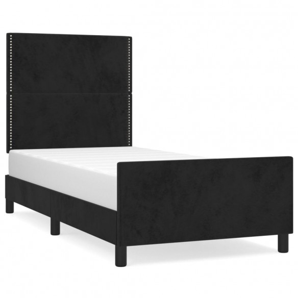 Cadre de lit avec tête de lit Noir 90x200 cm Velours