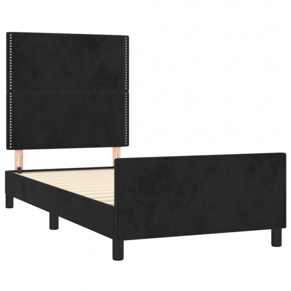 Cadre de lit avec tête de lit Noir 90x200 cm Velours