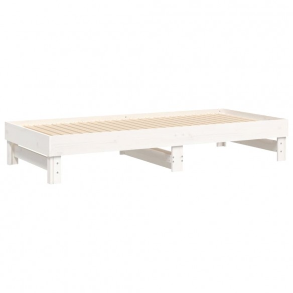 Lit coulissant Blanc 2x(80x200) cm Bois de pin massif