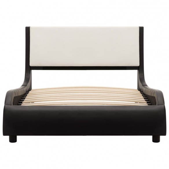 Cadre de lit avec LED Noir et blanc Similicuir 90 x 200 cm