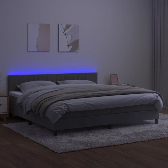 Cadre de lit avec matelas LED Gris clair 200x200 cm