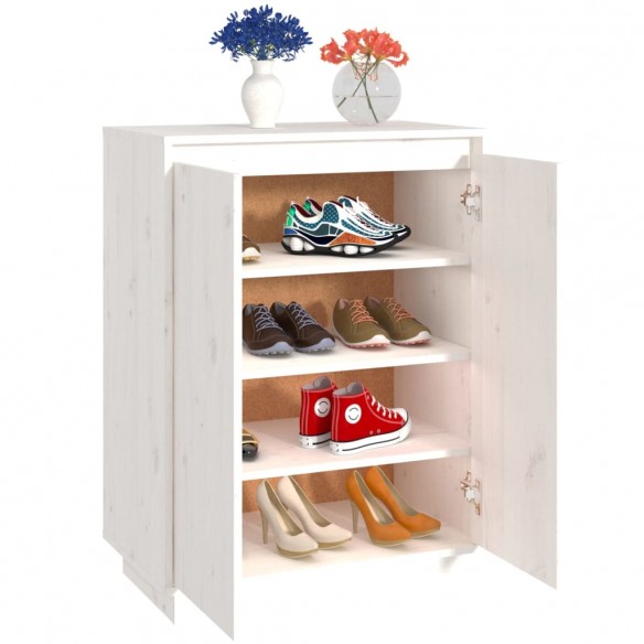 Armoire à chaussures Blanc 60x35x80 cm Bois de pin massif