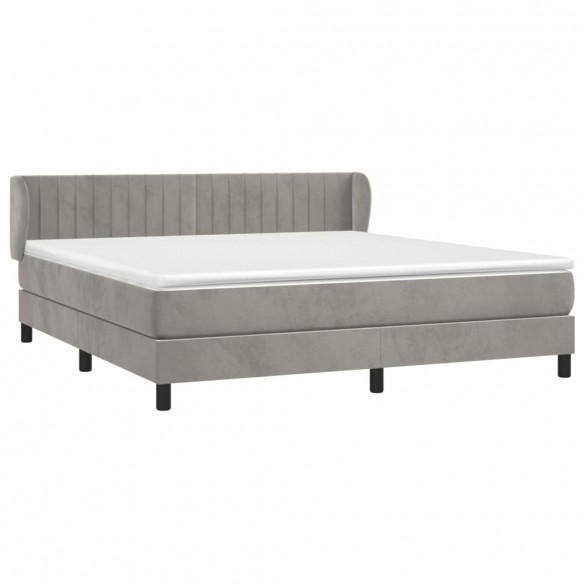 Cadre de lit et matelas Gris clair 160x200cm Velours